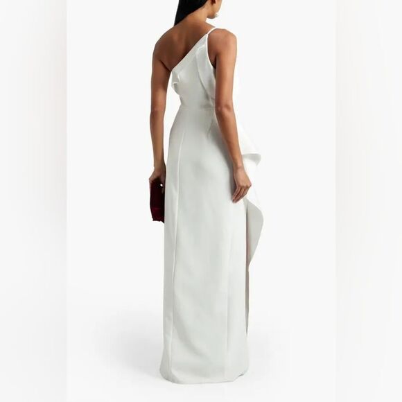 NWT Halston Heritage Leda One Shoulder Draped Satin Crepe Gown - Picture 9 of 16